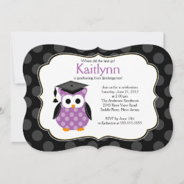 Cute Polka Dots Afstudeerder Owl Girls Afstuderen Kaart