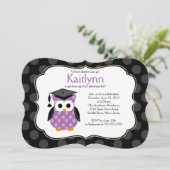 Cute Polka Dots Afstudeerder Owl Girls Afstuderen Kaart (Staand voorkant)
