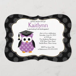 Cute Polka Dots Afstudeerder Owl Girls Afstuderen Kaart