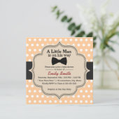 Cute Polka Dots Bow Stropdas Little Man Baby showe Kaart (Staand voorkant)