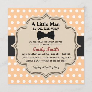Cute Polka Dots Bow Stropdas Little Man Baby showe Kaart