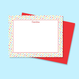 Cute Polka Dots Colorful Girly Stationery Notitiekaartje