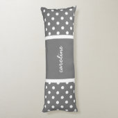 Cute Polka Dots, Grey & White, voeg jouw naam toe Lichaamskussen (Achterkant (Verticaal))