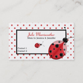 Cute Polka Dots & Ladybug Mammie Calling Card Contactkaartje