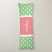 Cute Polka Dots, Limoen & Roos, jouw naam toevoege Lichaamskussen (Achterkant (Verticaal))
