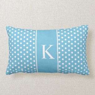 Cute Polka Dots Monogram Aqua Blue Kussen