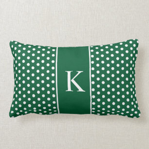 Cute Polka Dots Monogram   Hunter Green Kussen