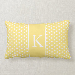 Cute Polka Dots Monogram Lichtgeel Kussen