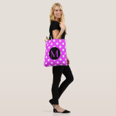 Cute Polka Dots Monogram roze Tote Bag (Op model)
