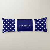 Cute Polka Dots, Navy & White, voeg jouw naam toe Lichaamskussen (Achterkant)