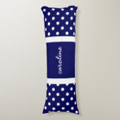 Cute Polka Dots, Navy & White, voeg jouw naam toe Lichaamskussen (Voorkant Verticaal)