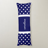 Cute Polka Dots, Navy & White, voeg jouw naam toe Lichaamskussen (Achterkant (Verticaal))