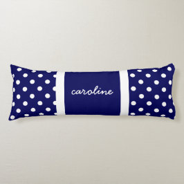 Cute Polka Dots, Navy & White, voeg jouw naam toe Lichaamskussen