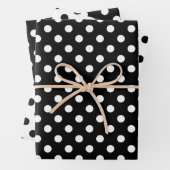 Cute Polka Dots Pattern Black and White Minimalist Inpakpapier Vel (In situ)