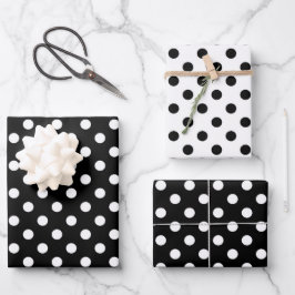 Cute Polka Dots Pattern Black and White Minimalist Inpakpapier Vel