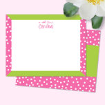 Cute Polka Dots roze Green Lijst Girly Stationery Notitiekaartje<br><div class="desc">Dit ontwerp kenmerkt een kleurrijk lijst met stippen en polka punten met ruimte voor een naam. Klik op de knop Aanpassen als u de afbeeldingen wilt verplaatsen/schalen en de tekst verder wilt wijzigen! De variaties van dit ontwerp, extra kleuren, evenals de coördinerende producten zijn beschikbaar in onze winkel, zazzle.com/store/doodlelulu. Neem...</div>