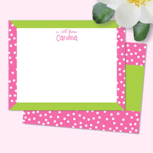 Cute Polka Dots roze Green Lijst Girly Stationery Notitiekaartje