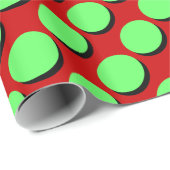 Cute Polka Dots, Shaowed Limoen on Red, Gift Wrap Cadeaupapier (Rol Hoek)
