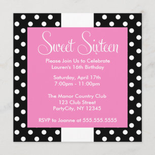 Cute Polka Dots Sweet Sixteen Birthday Kaart
