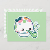 Cute Polka-paddenstoel met bubbelpijp Briefkaart (Voorkant / Achterkant)