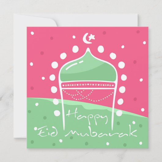 Cute Polka Wenskaarten Ied Mubarak Adha Fitr Bedankkaart (Voorkant)