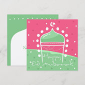 Cute Polka Wenskaarten Ied Mubarak Adha Fitr Bedankkaart (Voorkant / Achterkant)