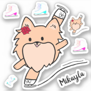 Cute Pom Figuur Skating Sticker Set