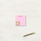 Cute Pom Pink Post-it® Notes (Op bureau)