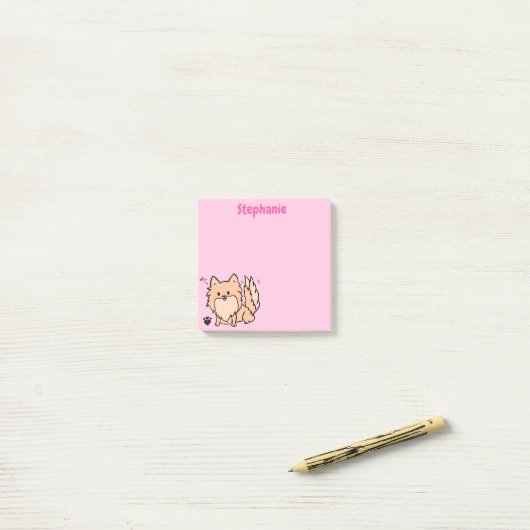 Cute Pom Pink Post-it® Notes (Op bureau)