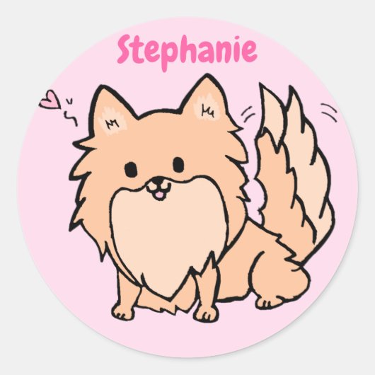 Cute Pom Ronde Sticker (Voorkant)