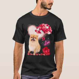 Cute Pomeranian Ballon Heart Valentijnsdag Vale T-shirt