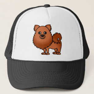 Cute Pomeranian Cartoon - Red Trucker Pet