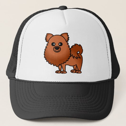 Cute Pomeranian Cartoon - Red Trucker Pet (Voorkant)