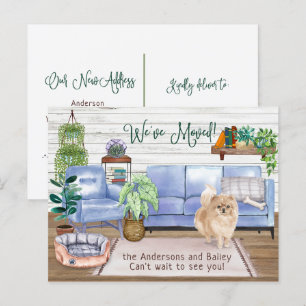 Cute Pomeranian Cozy New Home Moving Aankondigingskaart