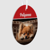 Cute Pomeranian Dog Holiday Christmas Photo Ornament (voorkant)