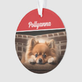 Cute Pomeranian Dog Holiday Christmas Photo Ornament (voorkant)