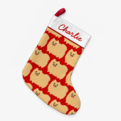 Cute Pomeranian Dog Pattern PMammie Holiday Xmas Kleine Kerstsok (Voorkant (Hangend))