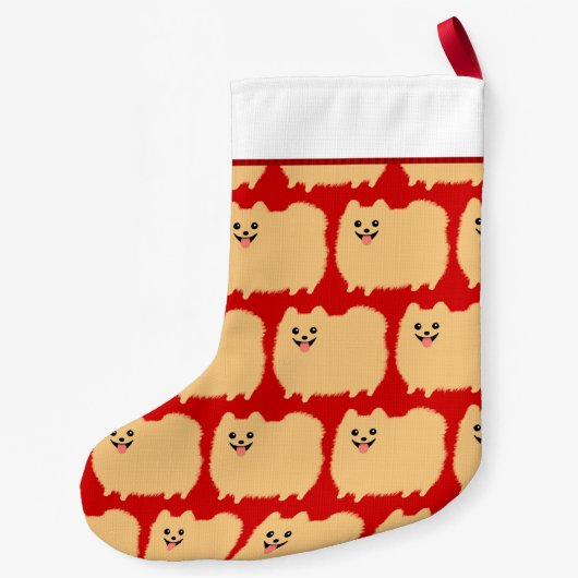 Cute Pomeranian Dog Pattern PMammie Holiday Xmas Kleine Kerstsok (Achterkant)