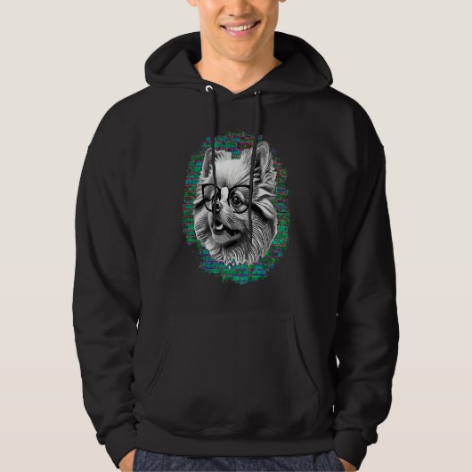 Cute Pomeranian Dog Wearing Nerd Glasses Funny Gra Hoodie (Voorkant)