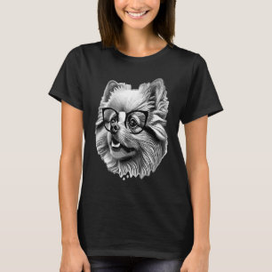 Cute Pomeranian Dog Wearing Nerd Glasses Funny Gra T-shirt