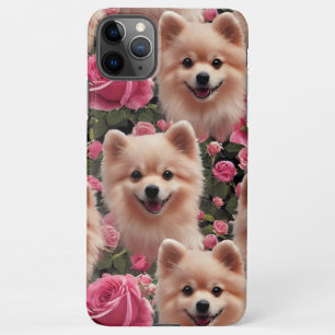 Cute Pomeranian Enchanted Pink Rose Garden iPhone 11Pro Max Hoesje