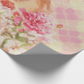 Cute Pomeranian German Spitz met Flowers Cadeaupapier (Hoek)