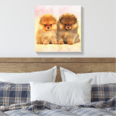 Cute Pomeranian German Spitz Puppies Canvas Afdruk (Insitu (Slaapkamer))