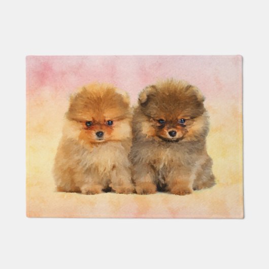 Cute Pomeranian German Spitz Puppies Deurmat (Voorkant)