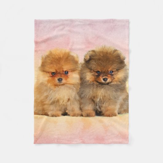 Cute Pomeranian German Spitz Puppies Fleece Deken (Voorkant)