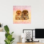 Cute Pomeranian German Spitz Puppies Poster (Thuiskantoor)