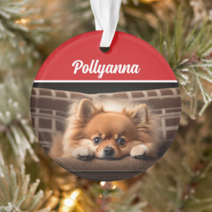 Cute Pomeranian hond kerstvakantie foto Ornament