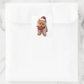 Cute Pomeranian Hondenliefhebber Funny Xmas Holida Vierkante Sticker (Tas)