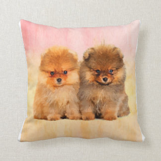Cute Pomeranian Puppies Art Print Kussen