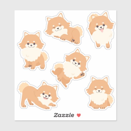 Cute Pomeranian Puppies Sticker (Vel)